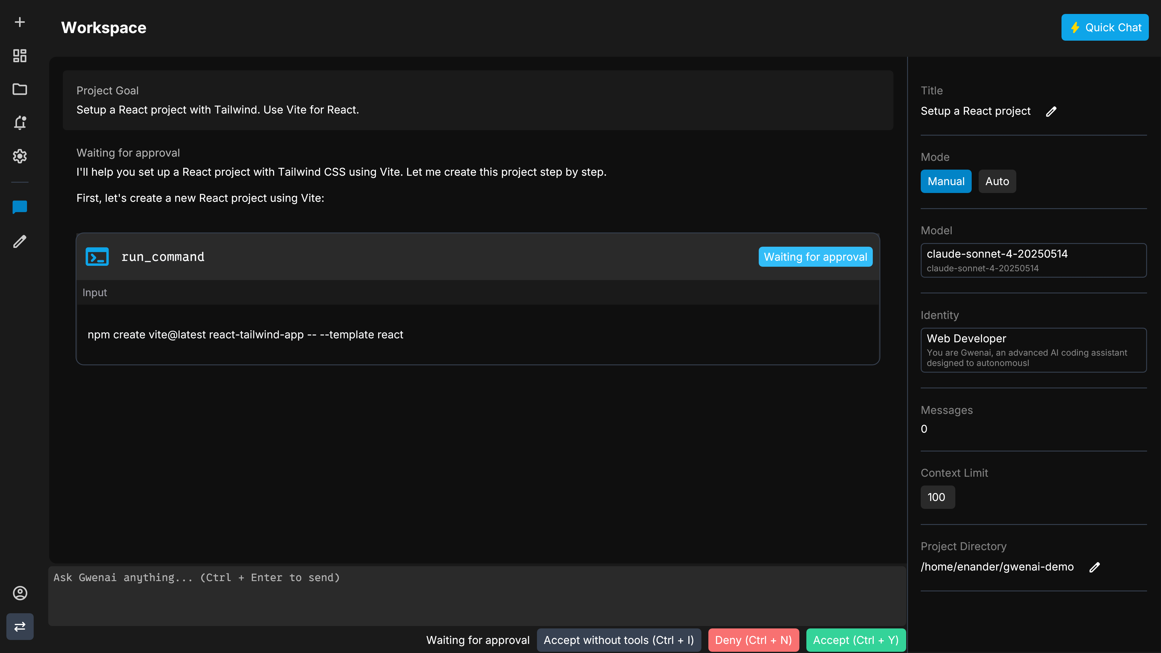 Gwenai action review interface